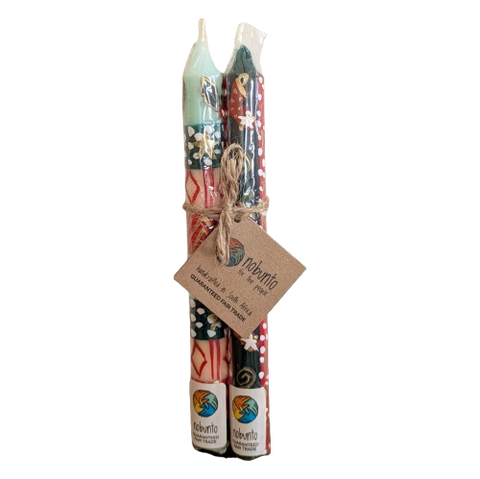 Two Handpainted Christmas Candles