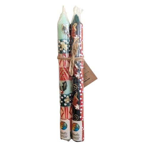 Two Handpainted Christmas Candles