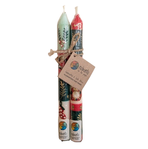 Two Handpainted Christmas Candles