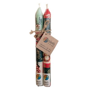 Two Handpainted Christmas Candles