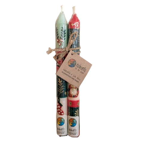 Two Handpainted Christmas Candles
