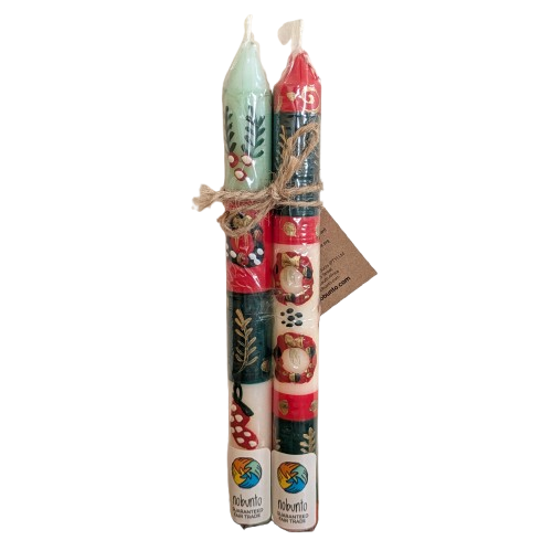 Two Handpainted Christmas Candles