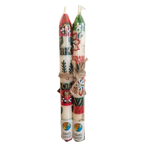 Two Handpainted Christmas Candles