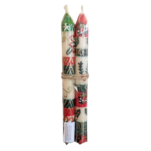 Two Handpainted Christmas Candles