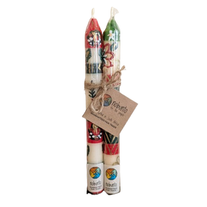 Two Handpainted Christmas Candles
