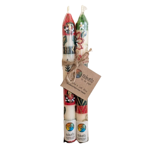 Two Handpainted Christmas Candles