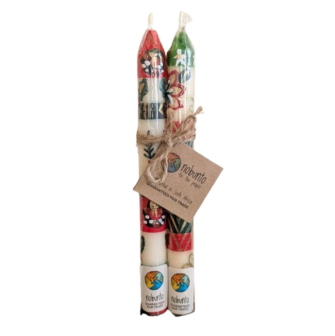 Two Handpainted Christmas Candles