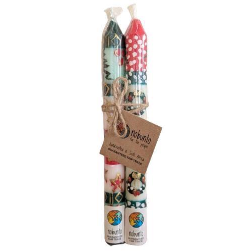 Two Handpainted Christmas Candles