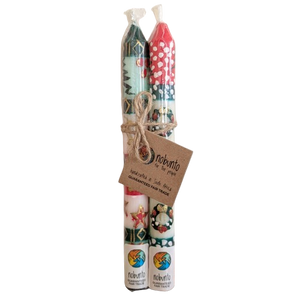 Two Handpainted Christmas Candles