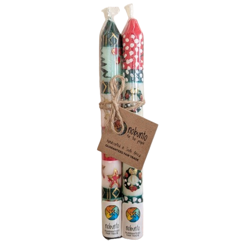 Two Handpainted Christmas Candles