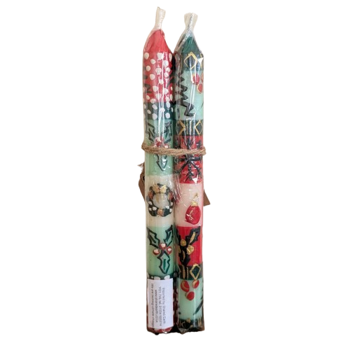 Two Handpainted Christmas Candles