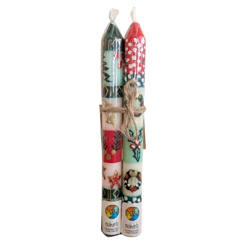 Two Handpainted Christmas Candles