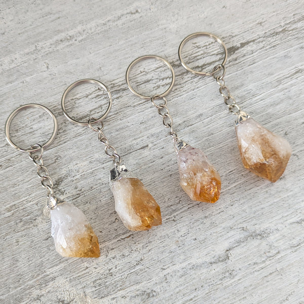 Raw Citrine Keyring
