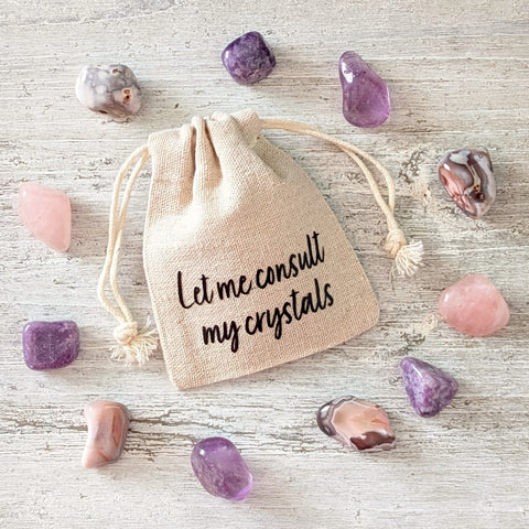 'Let me consult my crystals' tumblestone storage bag