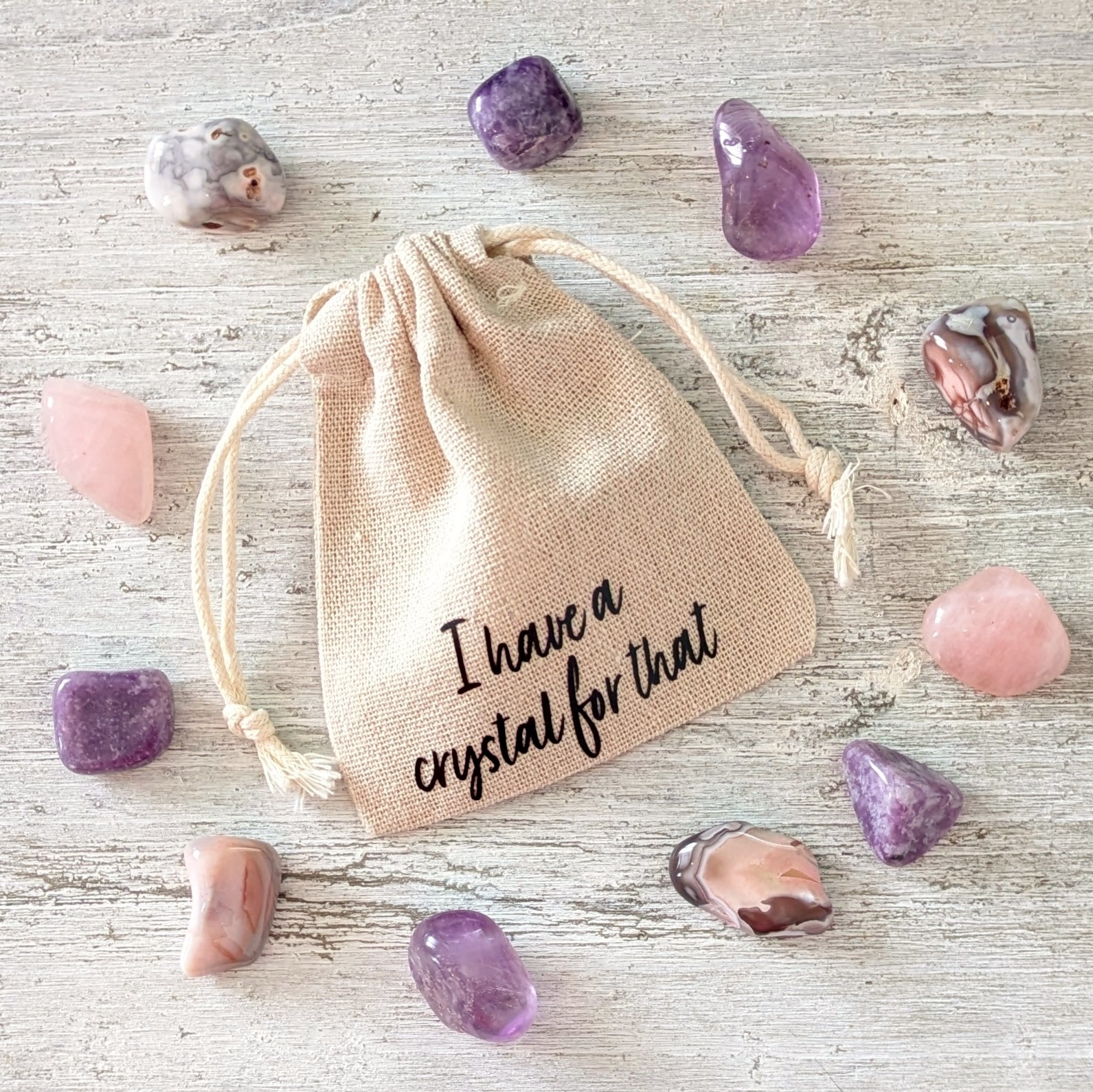 'I have a crystal for that' tumblestone storage bag