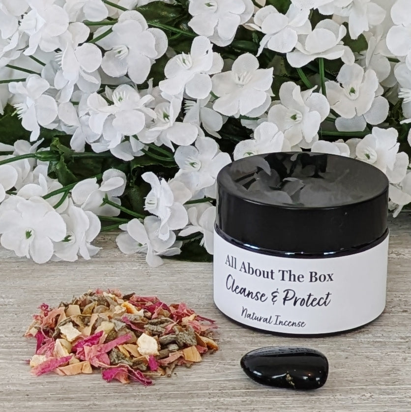 CLEANSE & PROTECT -  Handcrafted Loose Incense with Black Obsidian Crystal