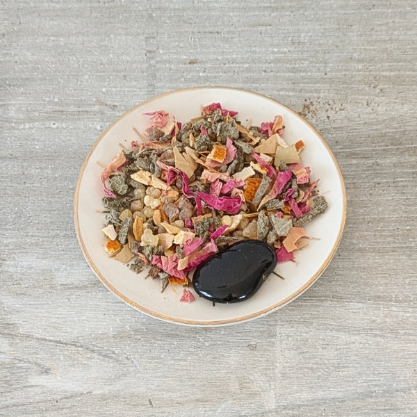 CLEANSE & PROTECT -  Handcrafted Loose Incense with Black Obsidian Crystal