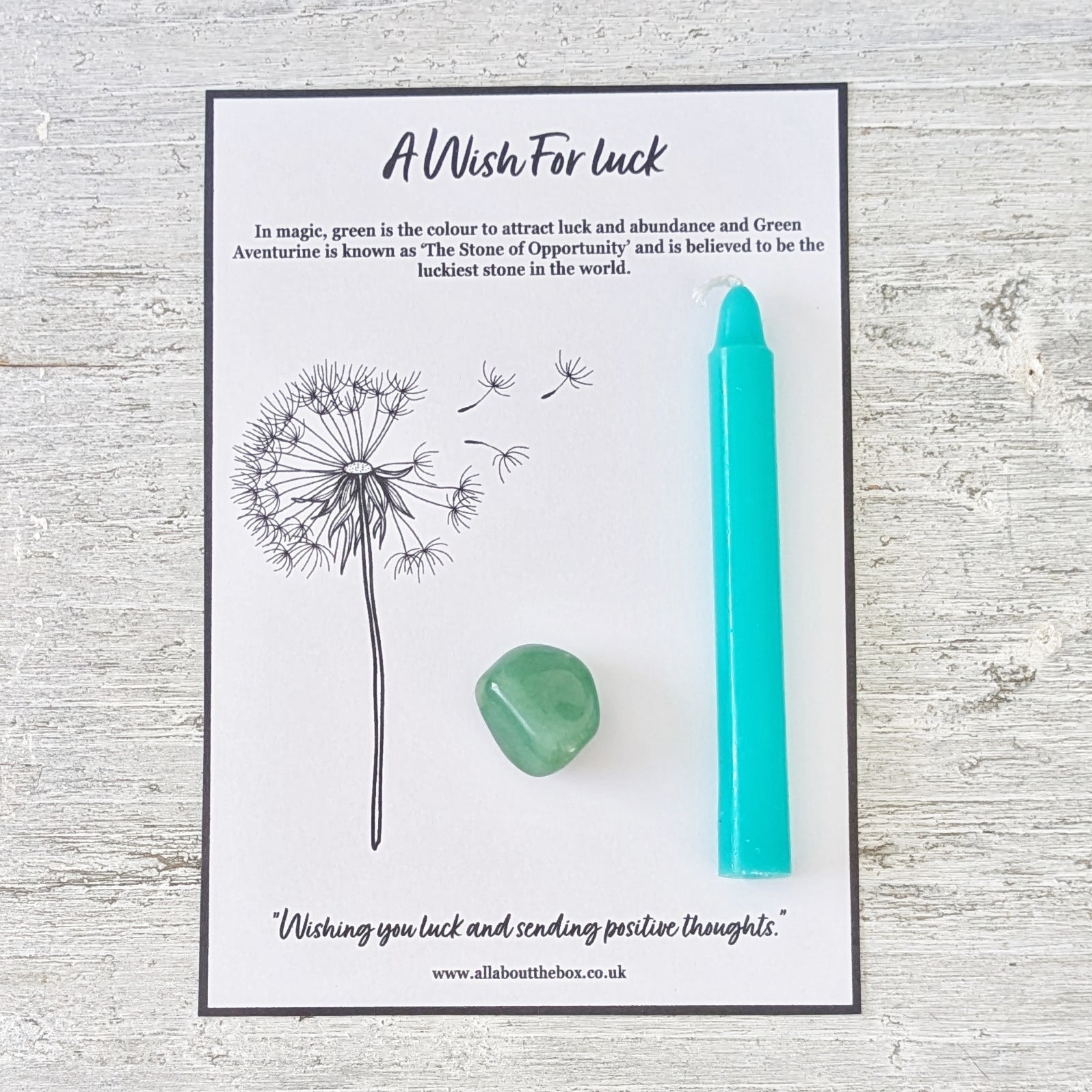 A Wish for Luck - Green Spell Candle & Green Aventurine Crystal