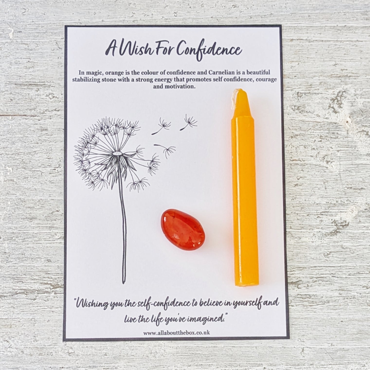 A Wish for Confidence - Orange Spell Candle & Carnelian Crystal