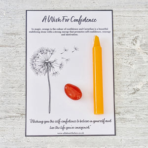 A Wish for Confidence - Orange Spell Candle & Carnelian Crystal