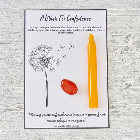 A Wish for Confidence - Orange Spell Candle & Carnelian Crystal