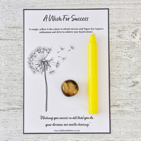 A Wish For Success - Yellow Spell Candle & Tigers Eye Crystal