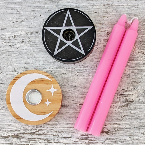 Pink Spell Candle Set & Holder