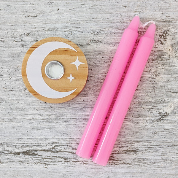Pink Spell Candle Set & Holder