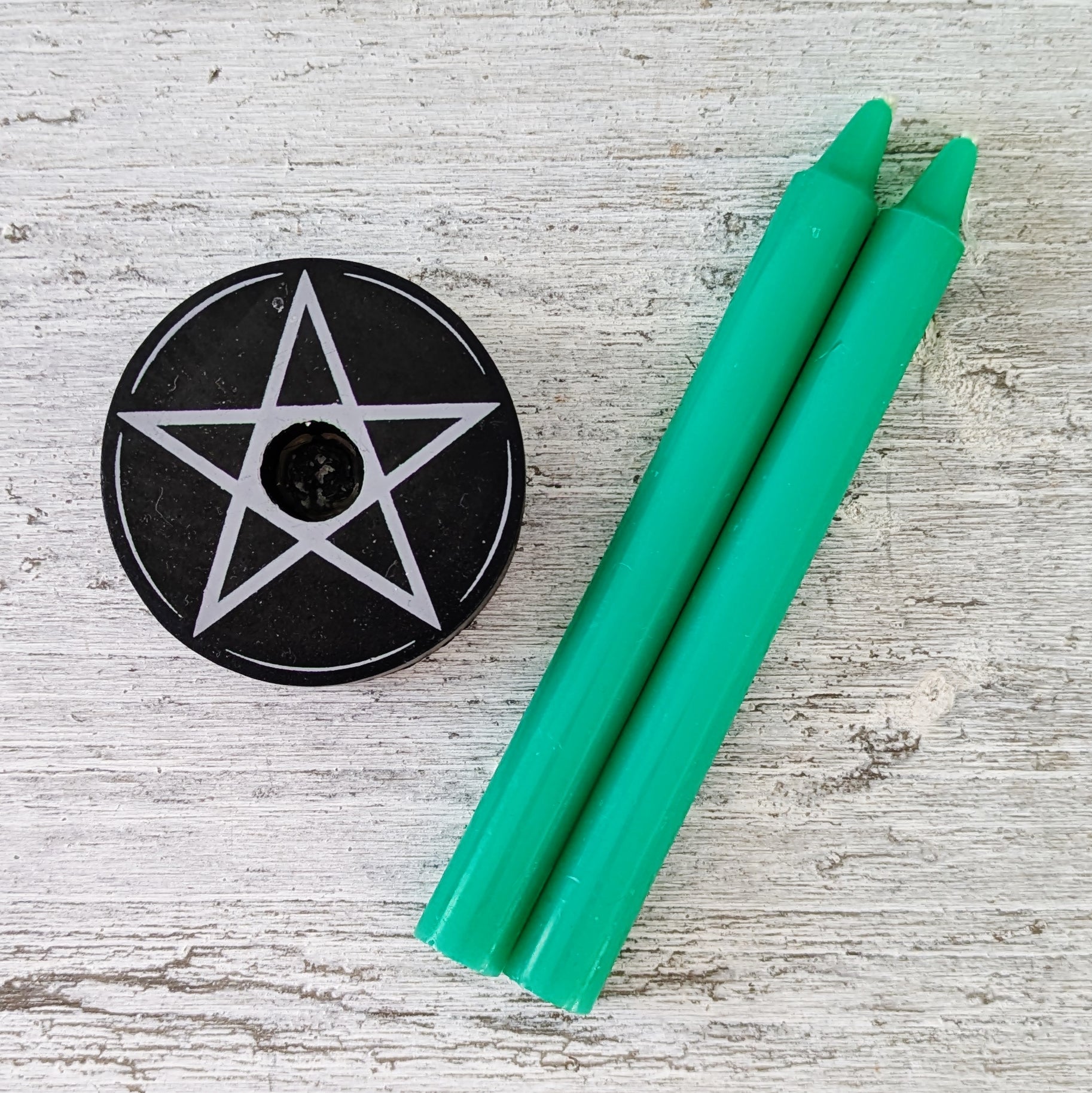 Green Spell Candle Set & Holder