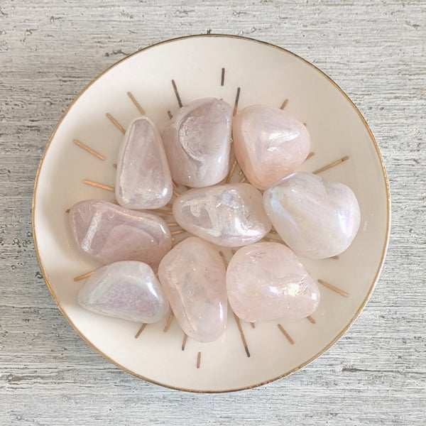 Rose Aura Quartz Tumblestone