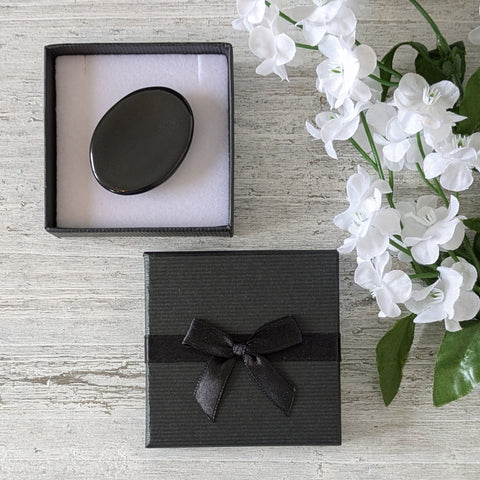 Black Agate Thumb Stone Gift Box