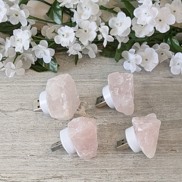 Natural Rose Quartz USB Night Light