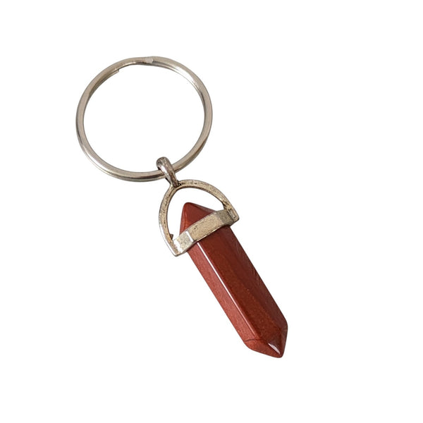 Polished Crystal Keyring UK - Picture Jasper/Red Jasper - Gemstone Keyring - New Home Gift