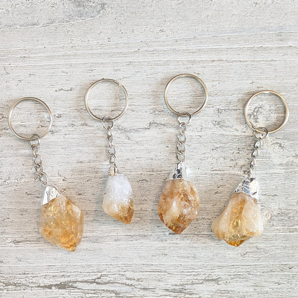 Raw Citrine Keyring