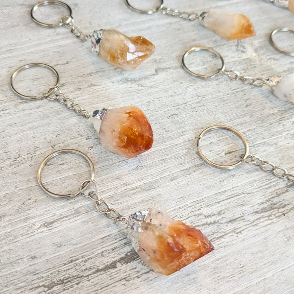 Raw Citrine Keyring