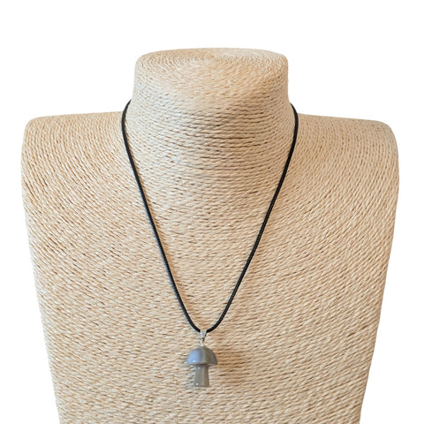 Grey Agate Crystal Mushroom Necklace UK - Sold As Seen - Gemstone Jewellery - Mushroom Pendant - Crystal Jewellery
