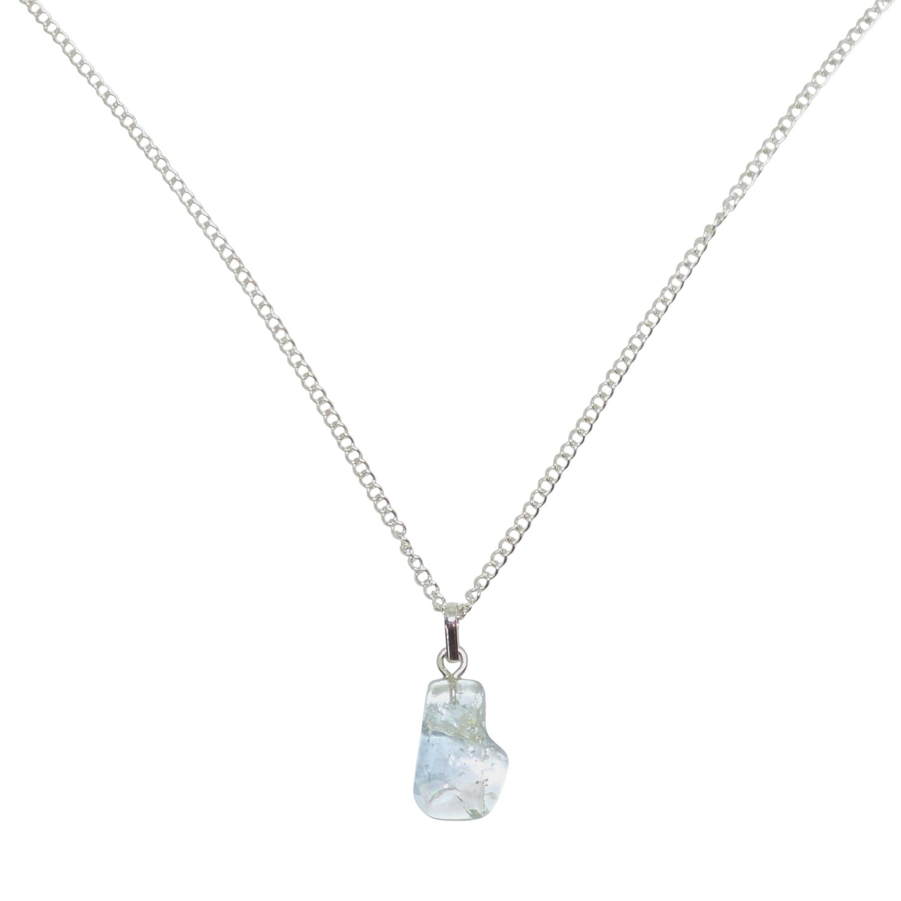 Tumbled Blue Topaz Crystal Necklace in Gift Box UK - Gemstone Jewellery - Sagittarius - Chakra Pendant