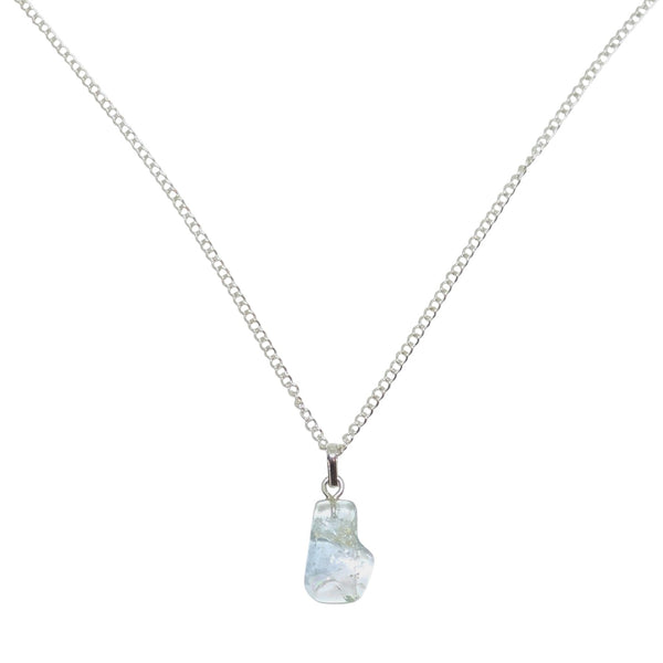 Tumbled Blue Topaz Crystal Necklace in Gift Box UK - Gemstone Jewellery - Sagittarius - Chakra Pendant