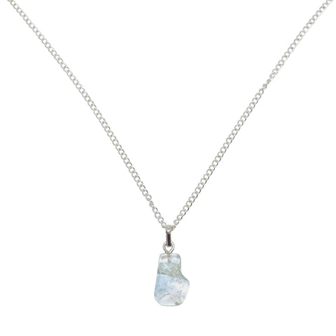 Tumbled Blue Topaz Crystal Necklace in Gift Box UK - Gemstone Jewellery - Sagittarius - Chakra Pendant