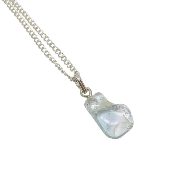 Tumbled Blue Topaz Crystal Necklace in Gift Box UK - Gemstone Jewellery - Sagittarius - Chakra Pendant