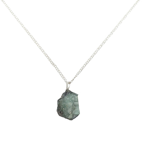 Raw Emerald Crystal Necklace UK - Gemstone Pendant - Crystal Jewellery - Crystal Healing