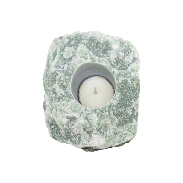 Raw Green Aventurine Crystal Tealight Holder - Crystal Candle - Gemstone Candle - UK Crystal Seller - Crystal Gifts