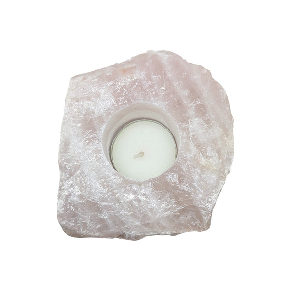 Rose Quartz Crystal Tealight Holder - Sold As Seen 001