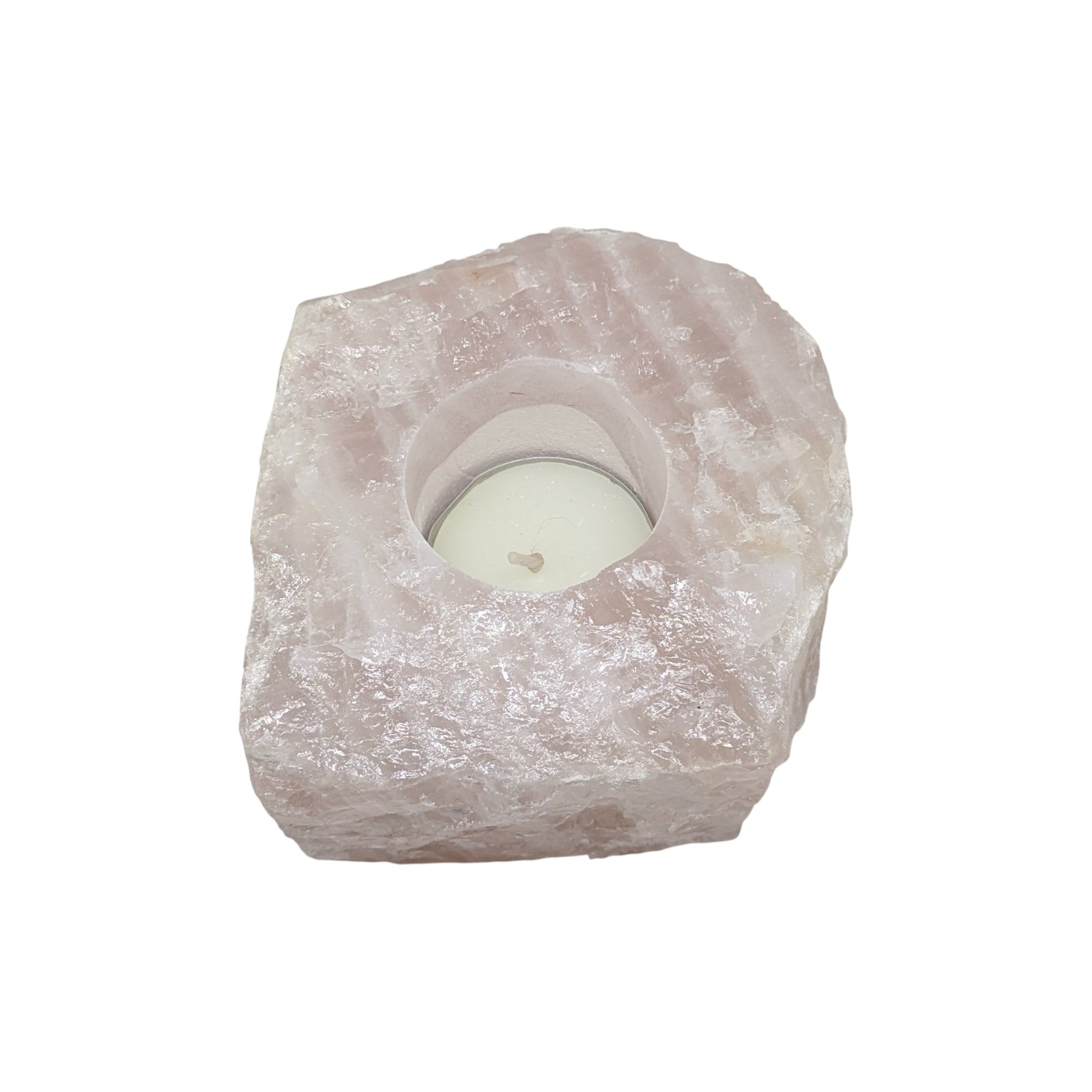 Rose Quartz Crystal Tealight Holder - Sold As Seen 001
