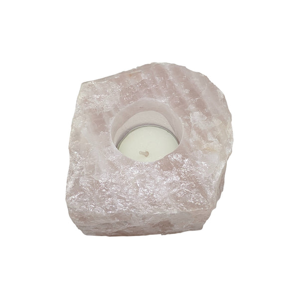 Rose Quartz Crystal Tealight Holder - Sold As Seen 001