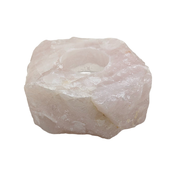 Rose Quartz Crystal Tealight Holder - Sold As Seen 001