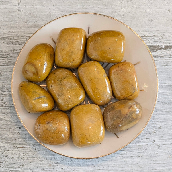 Yellow Jade Crystal Tumblestone UK - Rare Gemstones - Collectors Stones - Healing Crystals
