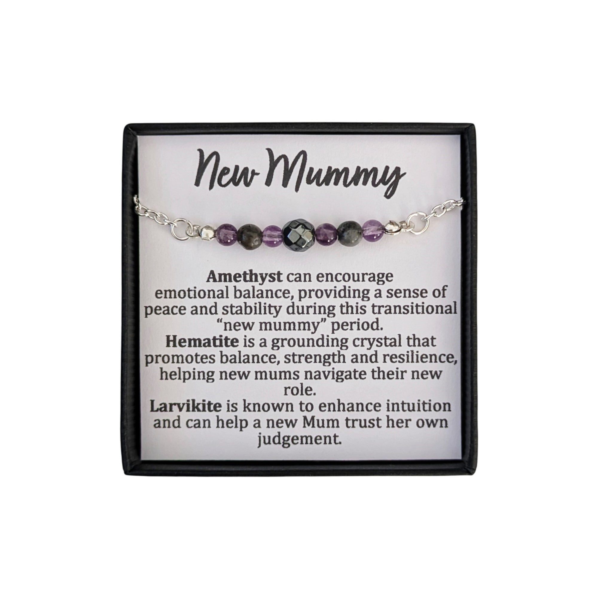 New Mummy Crystal Bracelet in a Gift Box UK - New Mum Gift - Gift for Her - Healing Crystals