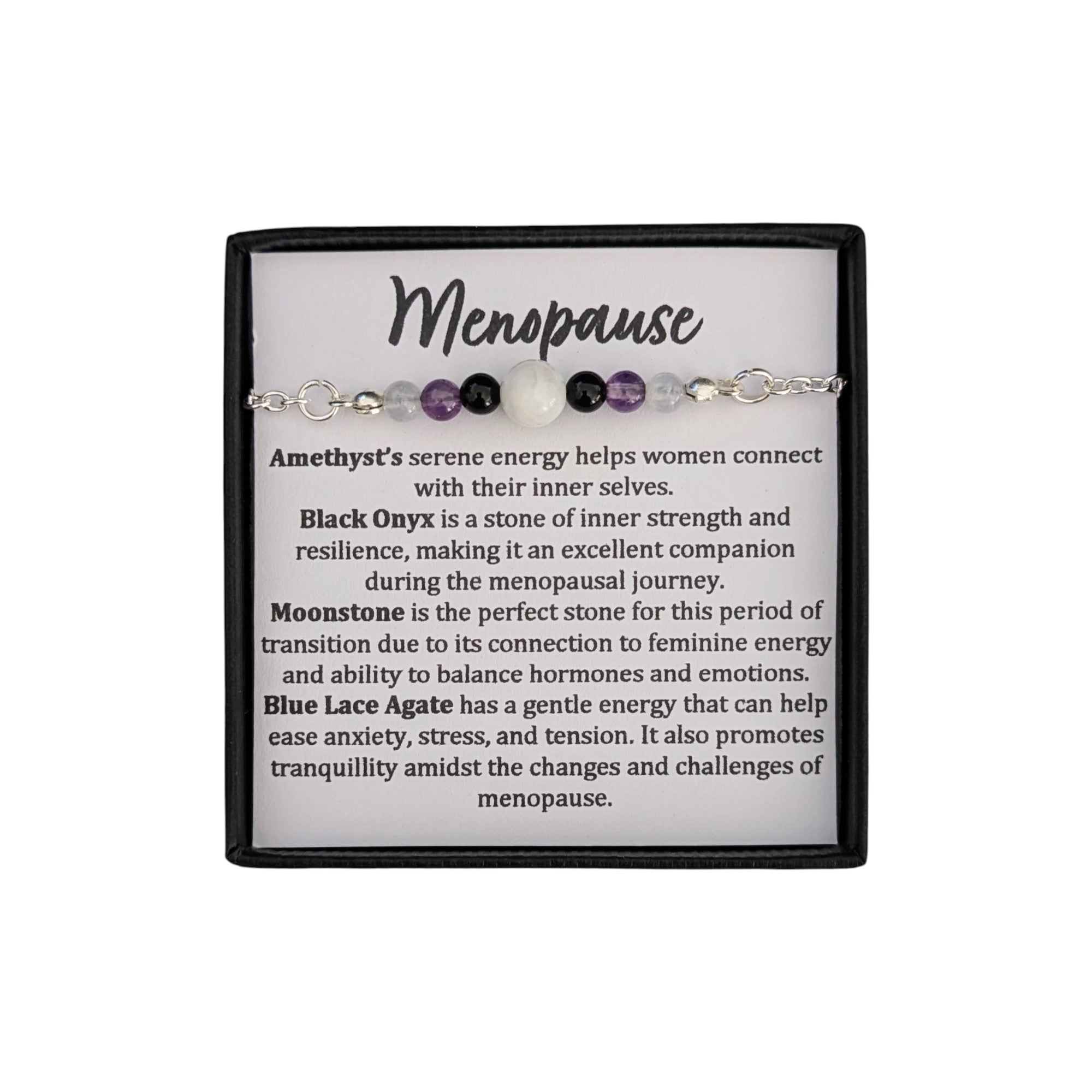 Menopause Crystal Bracelet in a Gift Box  UK - Gift for Her - Crystal Healing - Gemstone Jewellery - Menopause Suppot