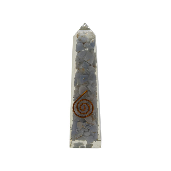 Peruvian Angelite Orgone Obelisk with Copper - Orgonite - Energy Healing - Angelite Crystals